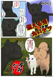 燃える男と丸いヤツ（どーにゃつマンガ）